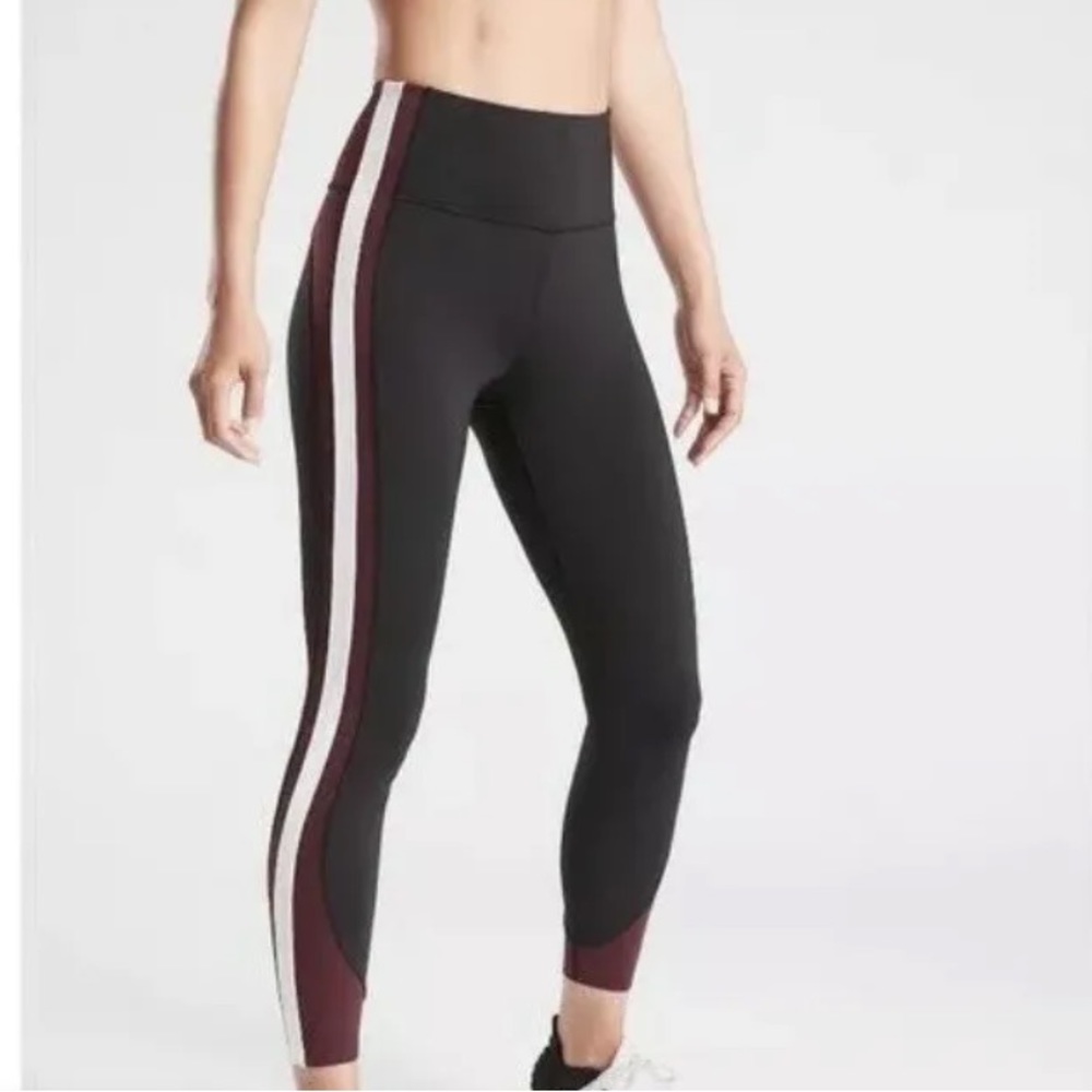 Athleta Crunch Colorblock 7/8 Tights In Supersonic Black Size S